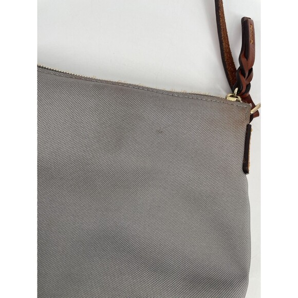 Dooney & Bourke Womens Pouchette Nylon Crossbody Bag Purse Gray Leather Brown - Picture 7 of 16